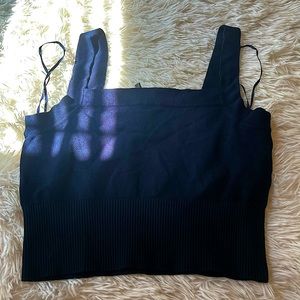 Garage navy blue knitted crop top